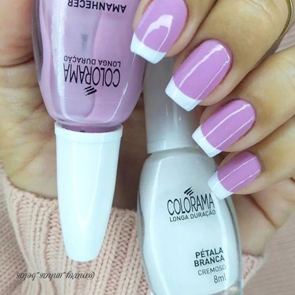 Unha decorada com francesinha colorida